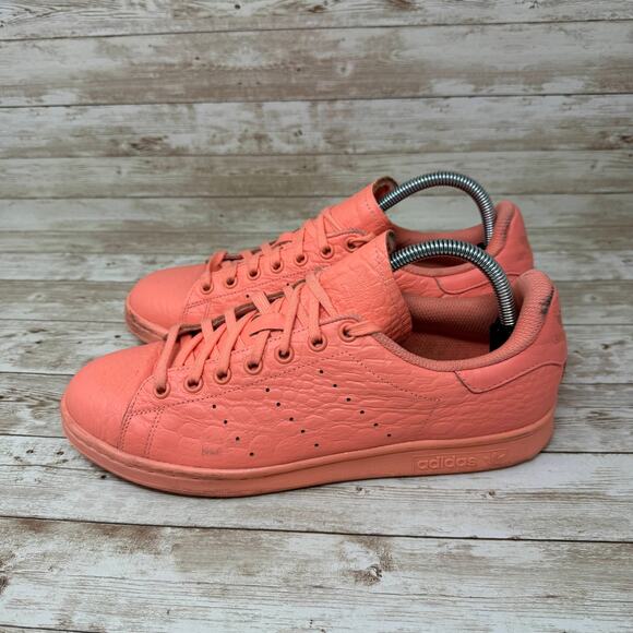 Adidas Stan Smith Sun Glow Orange Peach Low Top Sneakers Women's Size 10 - Picture 3 of 8